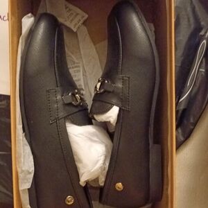 Men's Black Dress Loafers with Metal Bit Accent